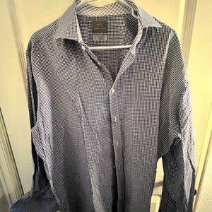 Thomas Dean Men's Long Sleeve Button Up Dress Shirt With Flip Cuff Sz XL
